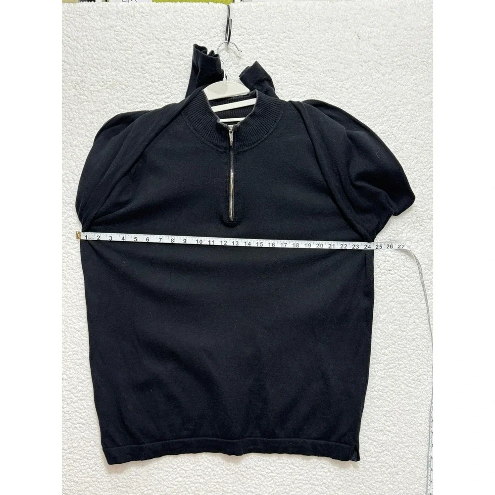 Tommy Bahama Mens Black 1/4 Zip Sweater Cotton Cashmere Long Sleeve Mock‎ Neck